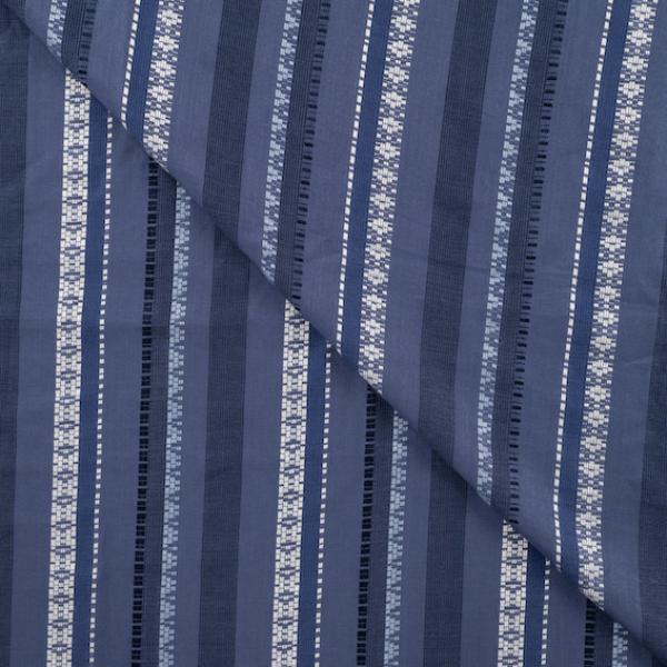 Viskose Blau mit Ethno Streifen